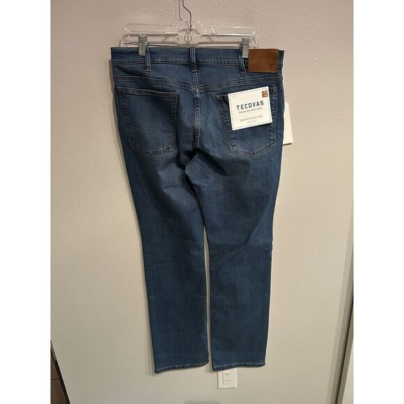 Tecocas Mens Premium Relaxed Jeans Medium Blue Wash Size 33 33x34 - Picture 5 of 6